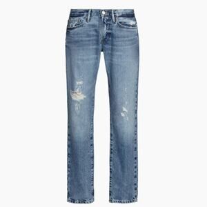 FRAME Denim L'Homme Slim Jeans Bluejay Rips Size Mens 36 x 32 NWT Distressed